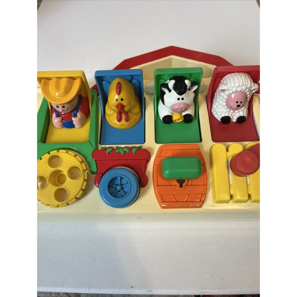 Fisher-Price 1993 Vintage Pop-Up Barn Farm Animals Tractor Baby Activity Toy - Picture 2 of 9